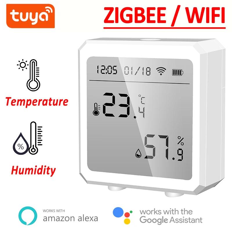 Tuya WIFI Temperature And Humidity Sensor Indoor Hygrometer Thermometer With LCD Display Support Alexa Google Assistant Home