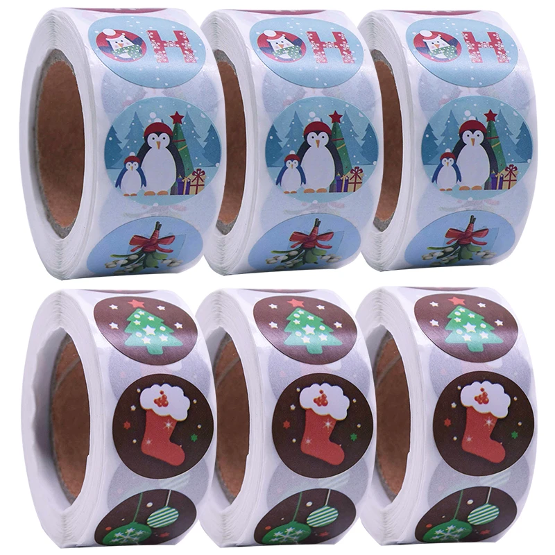 500pcs/roll Merry Christmas Stickers for seal labels 1 inch gift Bag/box Packaging Stickers Xms Party offer stationery sticker