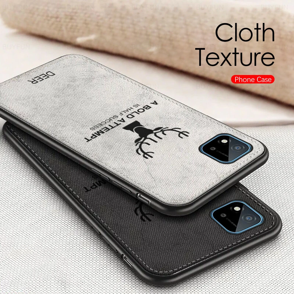 deer pattern fabric cloth case for realme 8 7 pro 7i realmi gt neo narzo 30 5g 30a c11 c15 c21 c25 tpu soft bumper protect shell