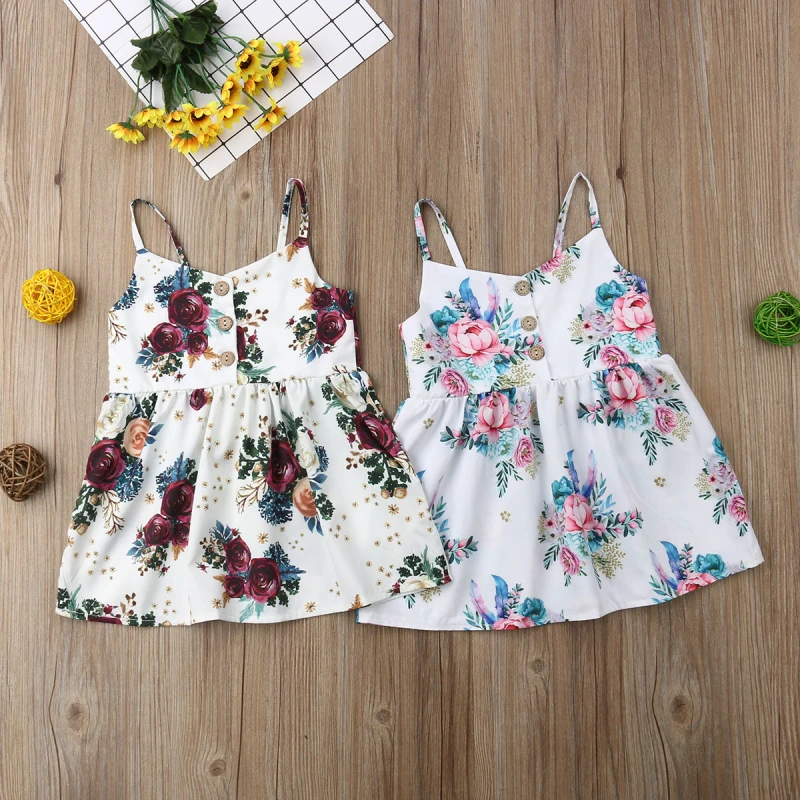 Summer Cute Girls Flower Princess Sleeveless Dress Sundress for Newborn Baby Infant Children Clothes Kid Clothing