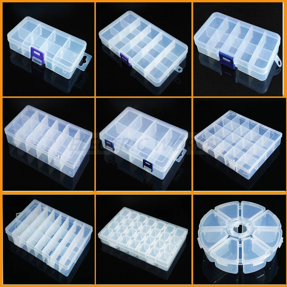 Plastic box Container Screw Holder Case Practical Compartment Jewelry Earring Display case plastic Organizer beads storage boxes