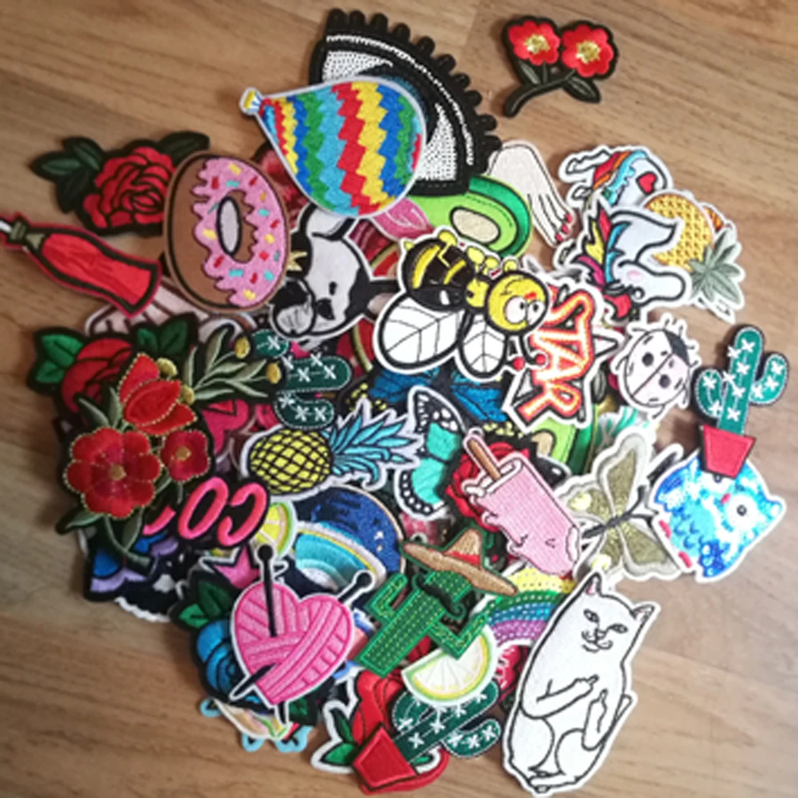 10/20pcs/lot Random Mixed Patch Set Iron Sew On Patches Cartoon Cute Embroidered Applique Patches For Clothes Patch Stickers