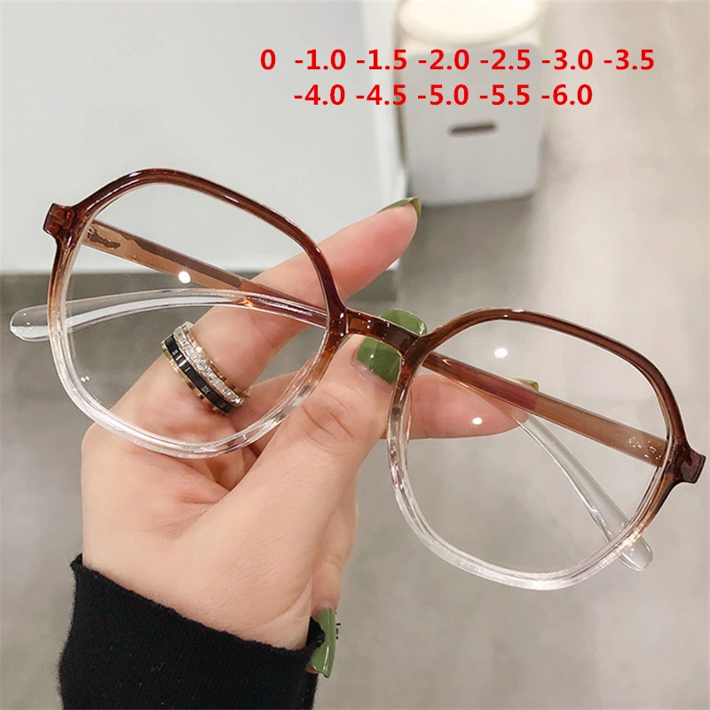 Fashion Finished Myopia Glasses Women Men Polygon Nearsighted Eyewear Prescription Diopter Minus -1.0 1.5 2.0 2.5 3.0 4.0 to -6