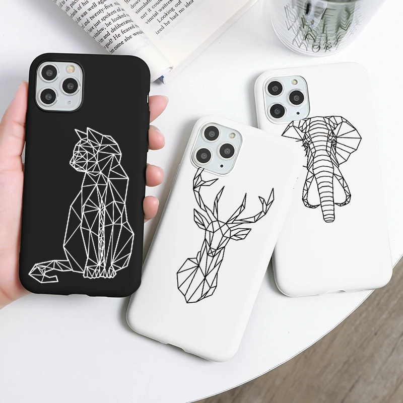 Silicone Phone Case For iPhone 12 13 11 Pro SE2 XS Max XR X 7 8 6S Plus Mini Cartoon Deer Cat Couples Cover For iPhone 11ProMAX