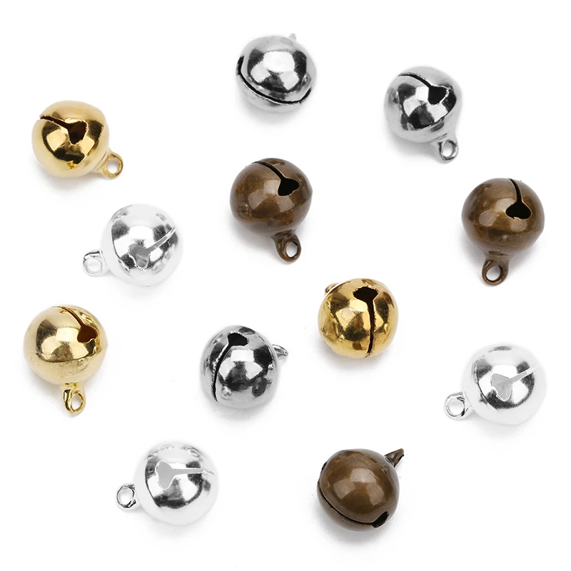 1pack/lot 6mm/8mm/10mm/12mm/14mm Copper Bells Jingle Small Bells Charms Beads Fit Christmas Decoration Crafts Bells Jewelry