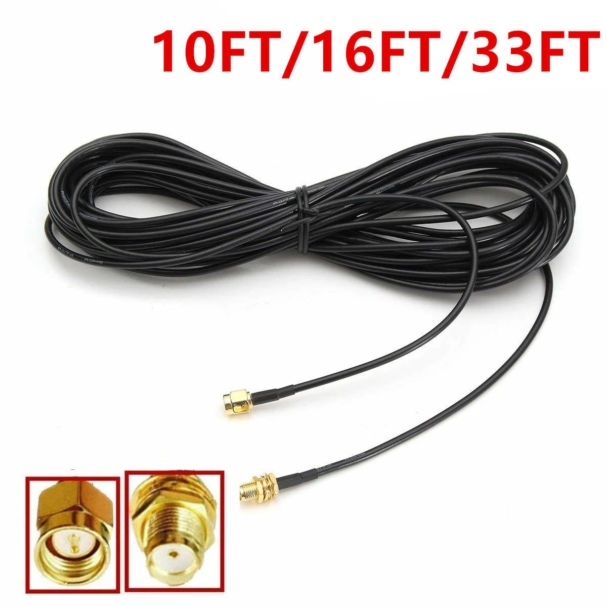 SMA Male Plug To SMA Female Nut Bulkhead Wifi Antenna Connector Extension Rg174 Cable