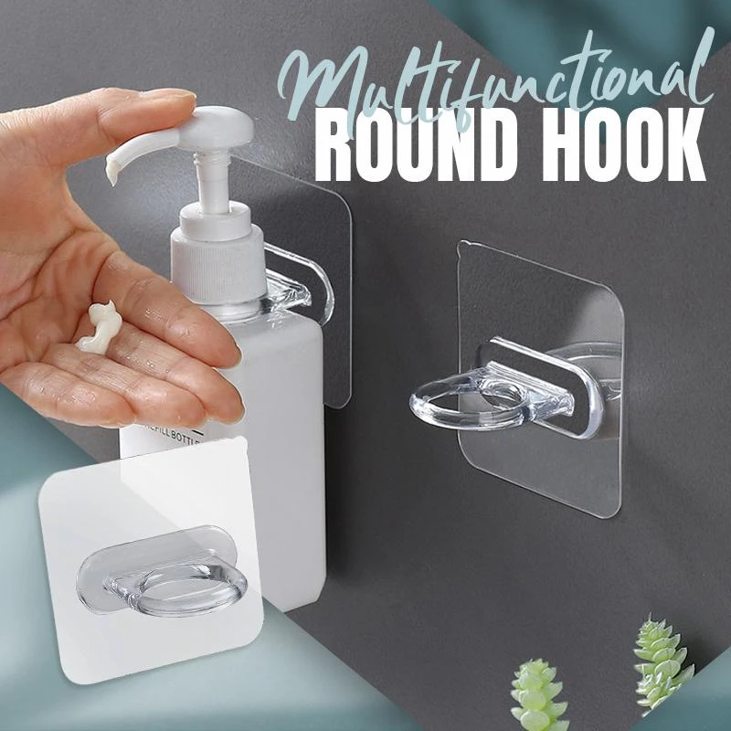 Multifunctional Round Hooks Strong Self Adhesive Door Wall Shower Bottle Hooks Transparent Wall Storage Sucker For Household