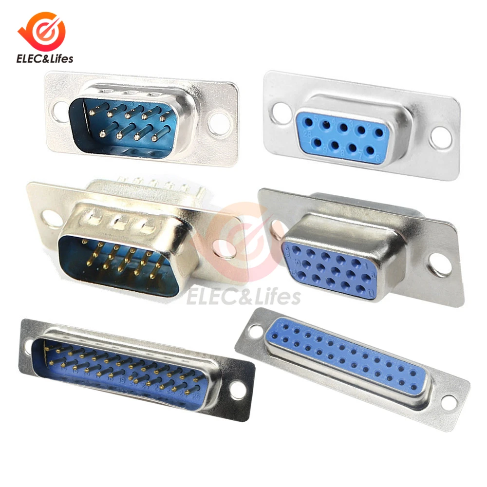 10PCS D-SUB DB9 DB15 DB25 Adapter 9/15/25 Pin Male Female connector Welded RS232 Serial VGA Female male Plug Socket connector