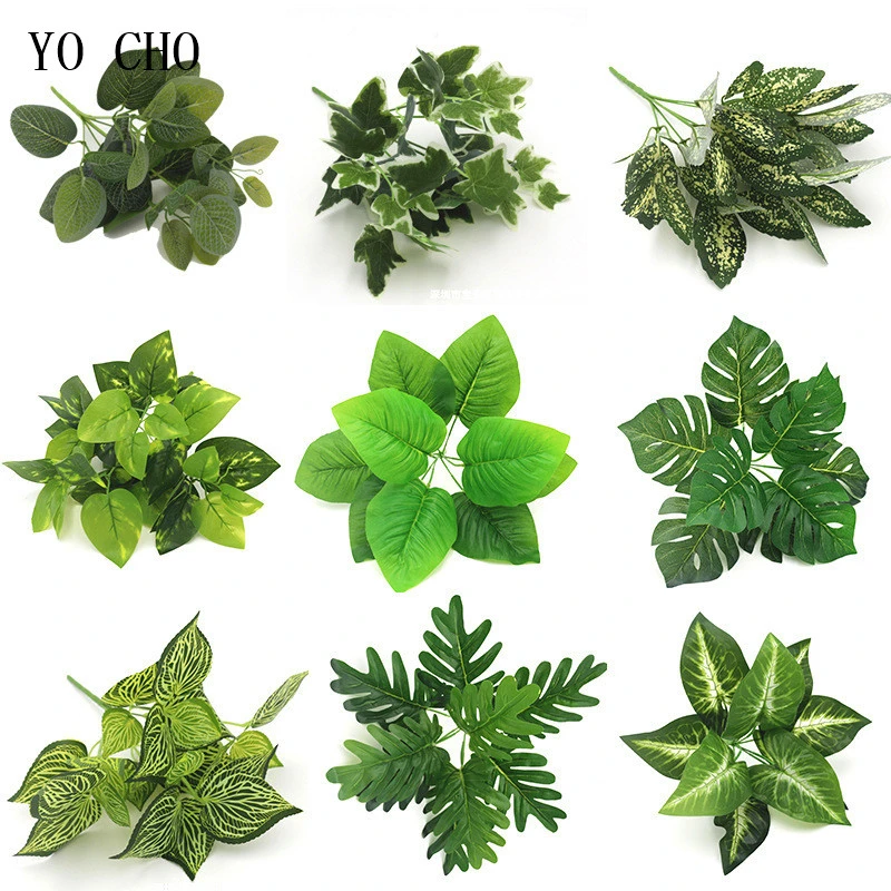 Artificial Flowers Fake Plastic Leaf Garland Foliage Green Plant for Home Garden Wedding Party Decorations Plante Artificielle