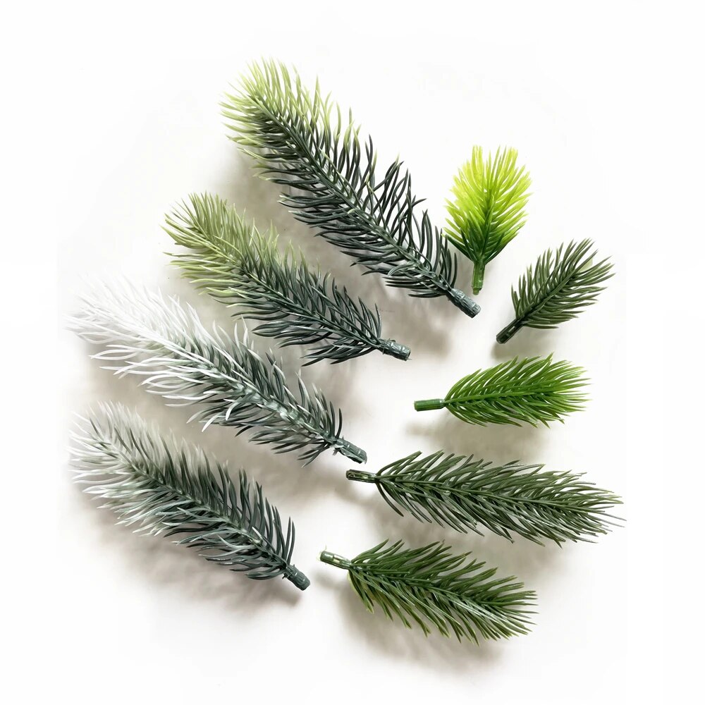 10pcs Pine Branches Artificial Plants Christmas Wedding Home Tree Decorations DIY Handcraft Bouquet Gift Box Fake Plants Needle