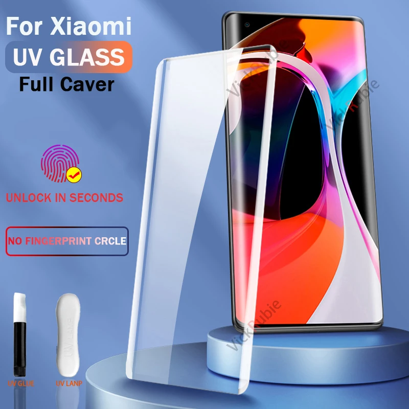 UV Full Cover Tempered Glass For Xiaomi Mi 11 Ultra Note 10 Lite Mi11 Pro 10Pro Ultra Screen Protector Mi Mix 4 Mi10 Note10 Film