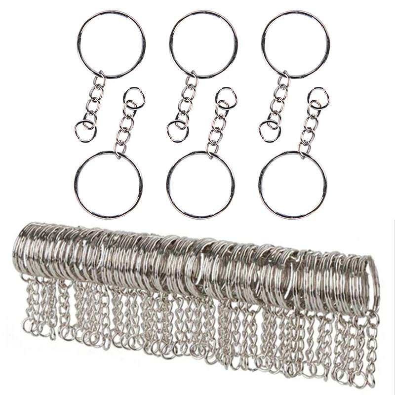 10/20/40/60Pcs Stainless Key Chains Alloy Circle DIY Keyrings Jewelry Keychain 25mm Making Jewelry Accessories