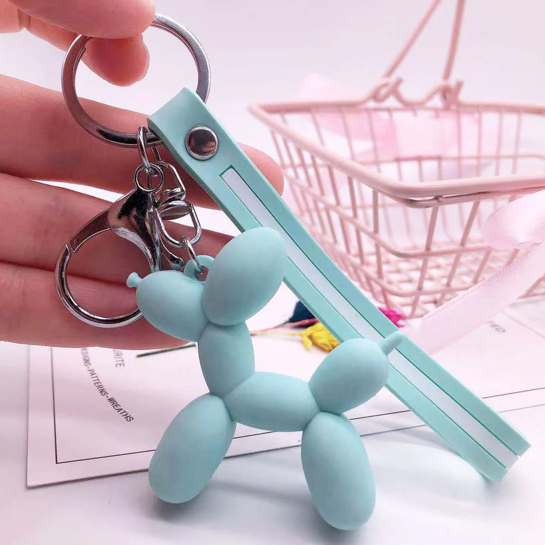 Fashion Cute Balloon Dog Resin Keychain Key Ring Cotton Cartoon PU Creative Car Bag Phone Pendant Key Chain for Women Jewelry