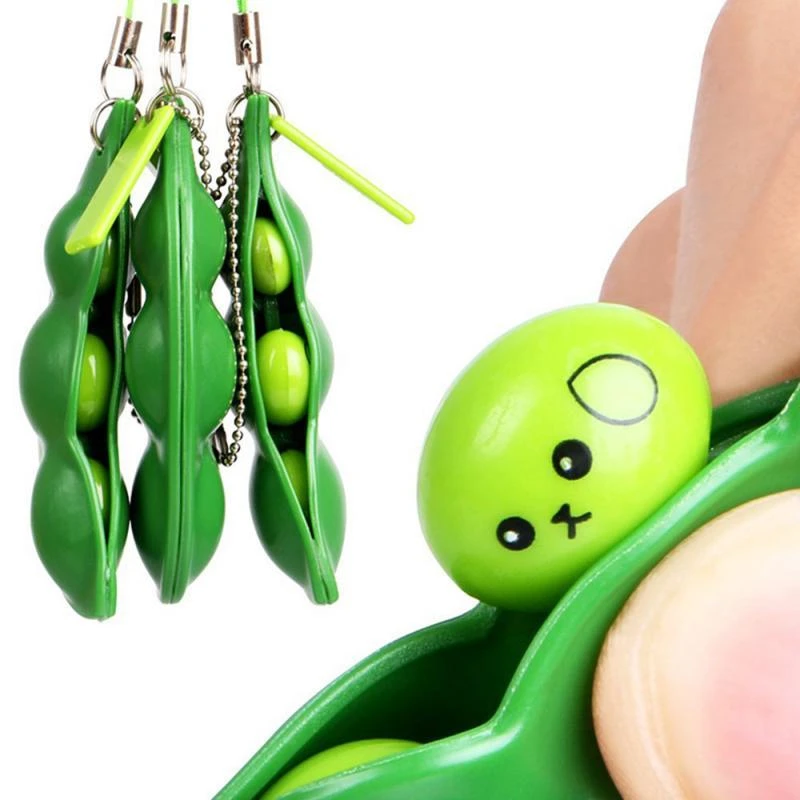 1 Pc Kids Squeeze Edamame Toy Bean Pea Expression Mini Keychain Pendant Ornament Adult Stress Relieve Toy Cute Baby Gift