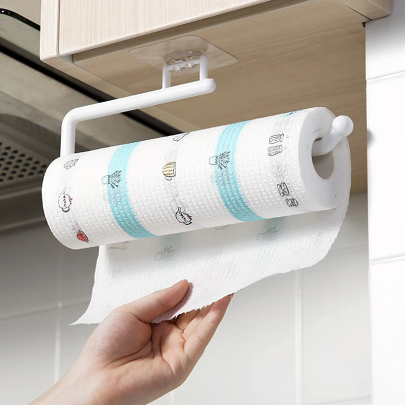 1pcs ABS Kitchen Paper Roll Holder Towel Hanger Rack Bar Cabinet Rag Hanging Holder Bathroom Organizer Shelf C66