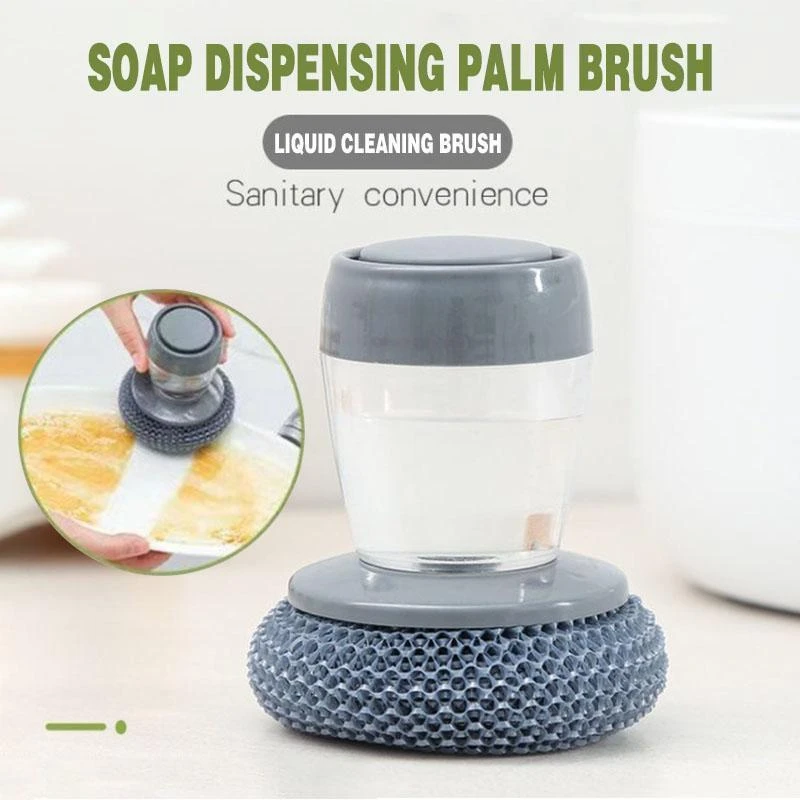 Kitchen Soap Dispensing Palm Brush Washing Liquid Dish Brush Soap Pot Utensils with Dispenser Cleaning bathroom cleaning tools