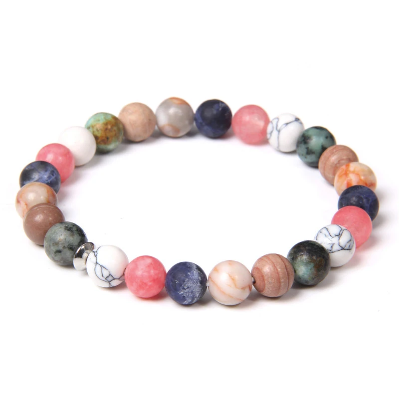 Natural Howlite Rose Quart Crystal Moonstone Bracelet For Women Chakras Beads Bracelet For Female Yoga Energy Jewelry Браслет