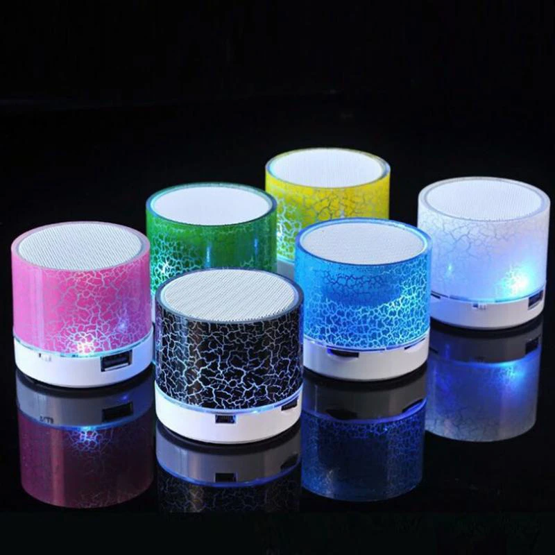 Wireless Speaker Portable Bluetooth Speakers Crack TF Card LED USB Radio FM MP3 Speaker for Computer Mobile Phone Play Video