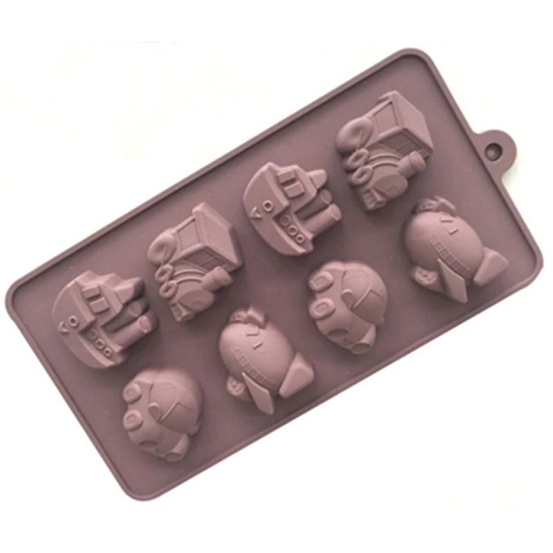 Hot Sale DIY Car Airplane Boat Train 8 Cavity Silicone Mould Tray Maker Chocolate Candy Ice Jelly Mold Cookies Biscuit Moulds