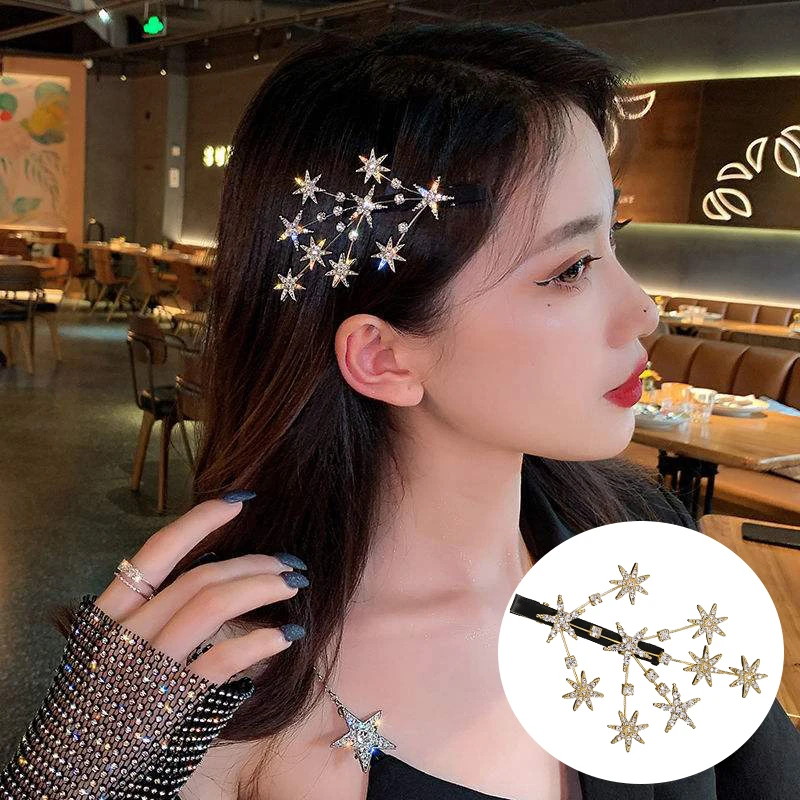 2021 Korea New Sweet Crystal Hair Clip Headwear For Women Fashion Girl Gold Silver Hairgrip Hair Accessories Barrettes Side Clip