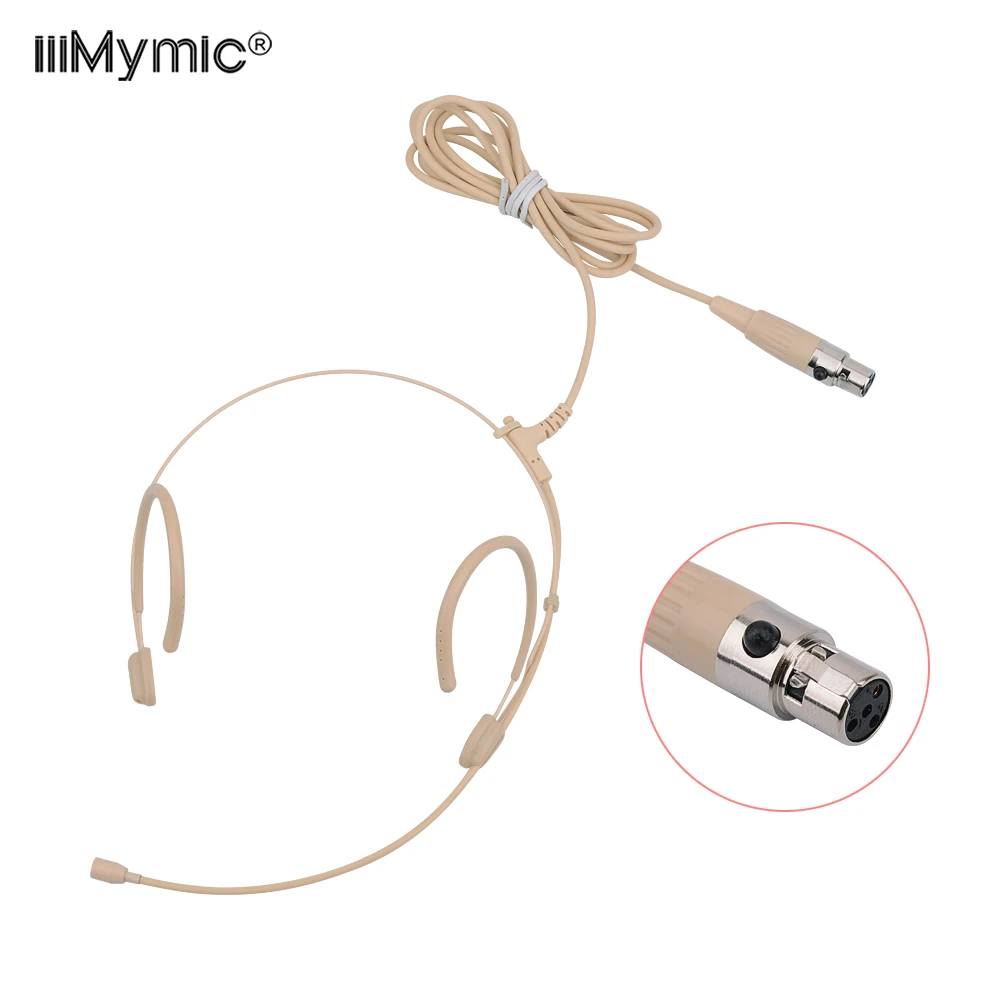 Upgrade Version Electret Condenser Headworn Headset Microphone Double Ear Hanging 4 Pin XLR TA4F For Shure Body Pack Thick Cable