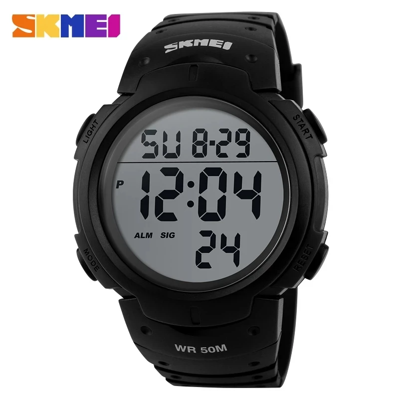 SKMEI 1068 Fashion Outdoor Sport Watch Men Big Dial Led Digital 5Bar Waterproof Wristwatch reloj hombre Luxury Brand Man Watches
