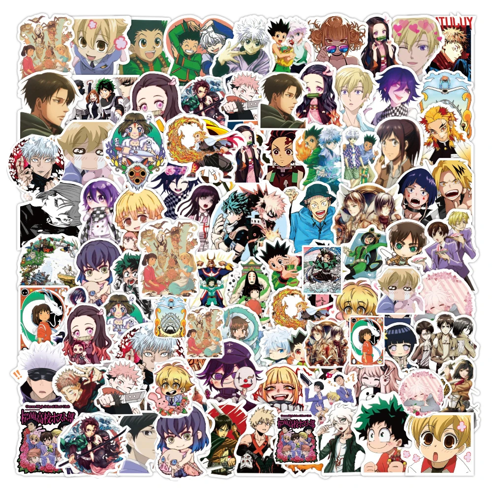 50/100pcs Mix Jujutsu Kaisen Hunter X Hunter Anime Stickers Skateboard DIY Car Laptop Bike Cool Graffiti Sticker Decal Kid Toy