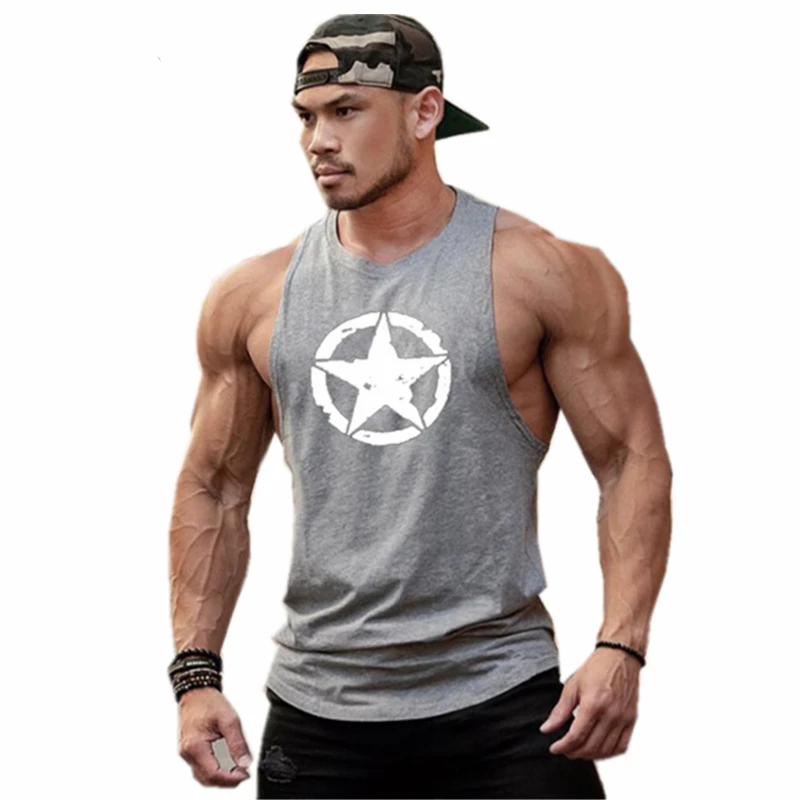 New Fashion Cotton Sleeveless Shirts Tank Top Men Fitness Shirt Mens Singlet Bodybuilding Workout Gym Vest Fitness Men