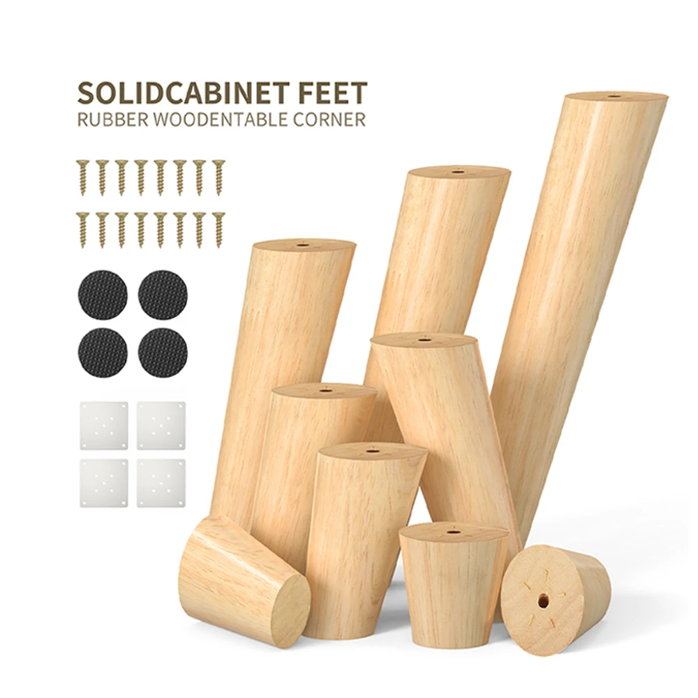 1pcs Solid Wood Legs for Furniture，Inclined Cone Sofa Bed Cabinet Table and Chair Replacement Feet Sloping Feet Multi-size