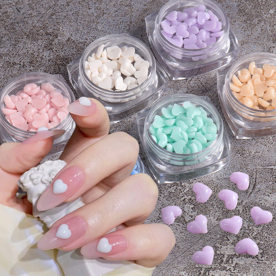 40pcs/Box Love Heart Nail Art Decorations Charms Nail Rhinestones Jewelry Resin Stones Manicure Design Decors Accessoires TR1938