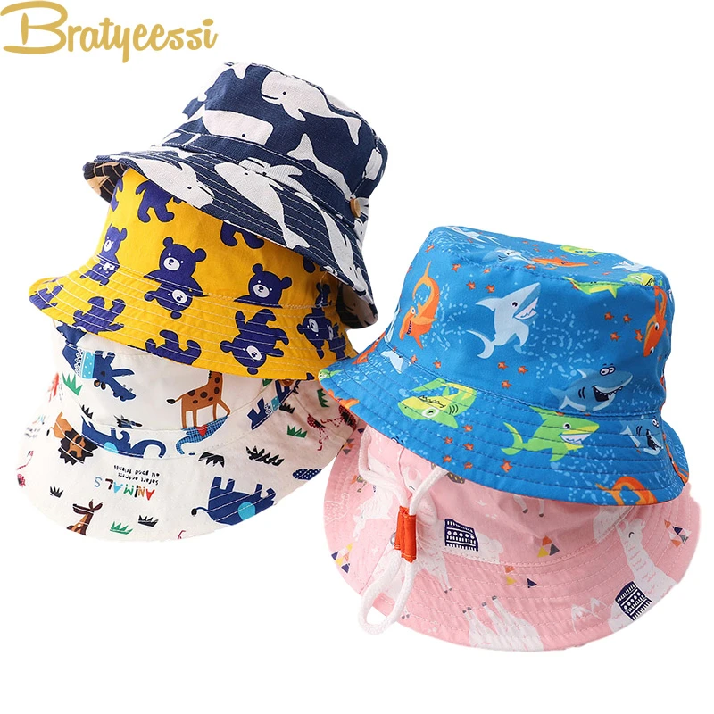 Cute Baby Hat Spring Summer Cartoon Kids Hat for Girls Boys Bucket Hat Cotton Unisex Kids Accessories Children Cap 1 PC