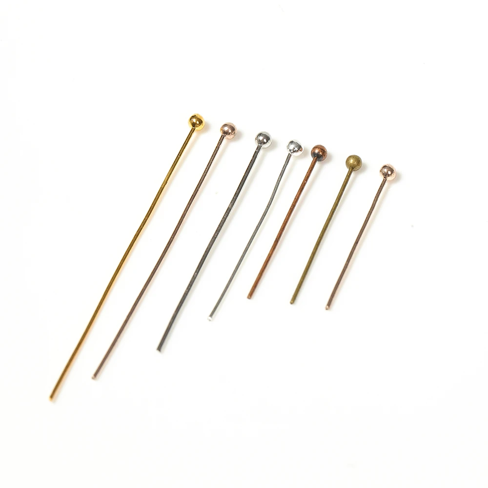 200pcs/lot 18 20 24 30 35 40 mm Gold Silver Metal Ball Head Pins for DIY Jewelry Making Head pins Findings Supplies Wholesale