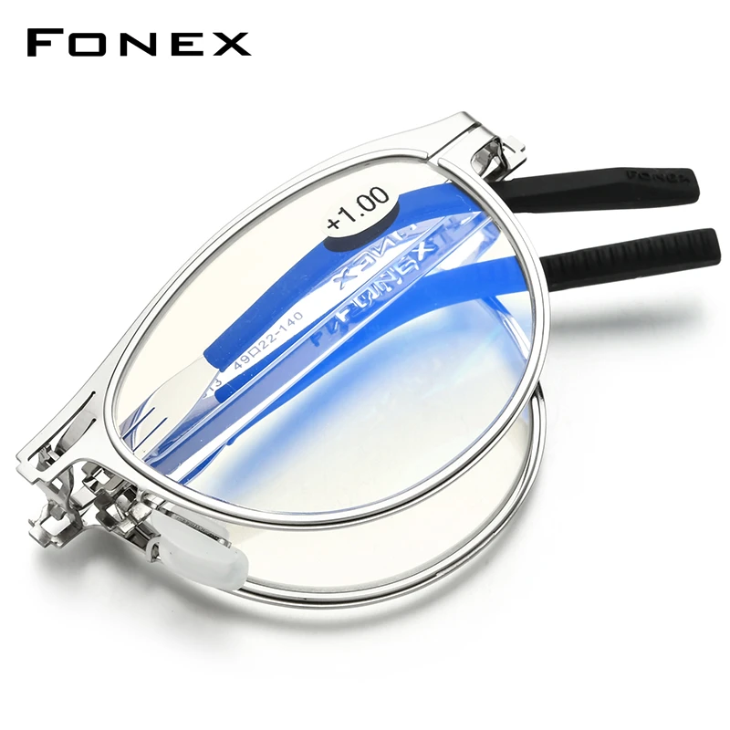 FONEX Anti Blue Blocking Folding Reading Glasses Men Women 2020 Presbyopia Hyperopia Diopter Screwless Foldable Eyeglasses LH013