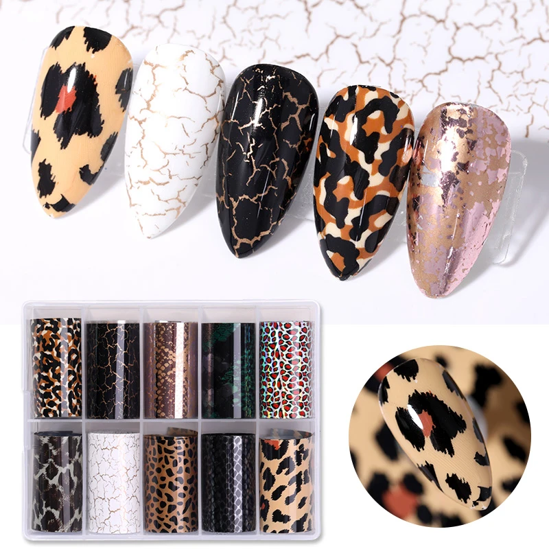 Snake Leopard Nail Foils Marble Nail Art Transfer Sticker Slider Nail Art Decal Manicuring Design Tip Decoration 1 Roll