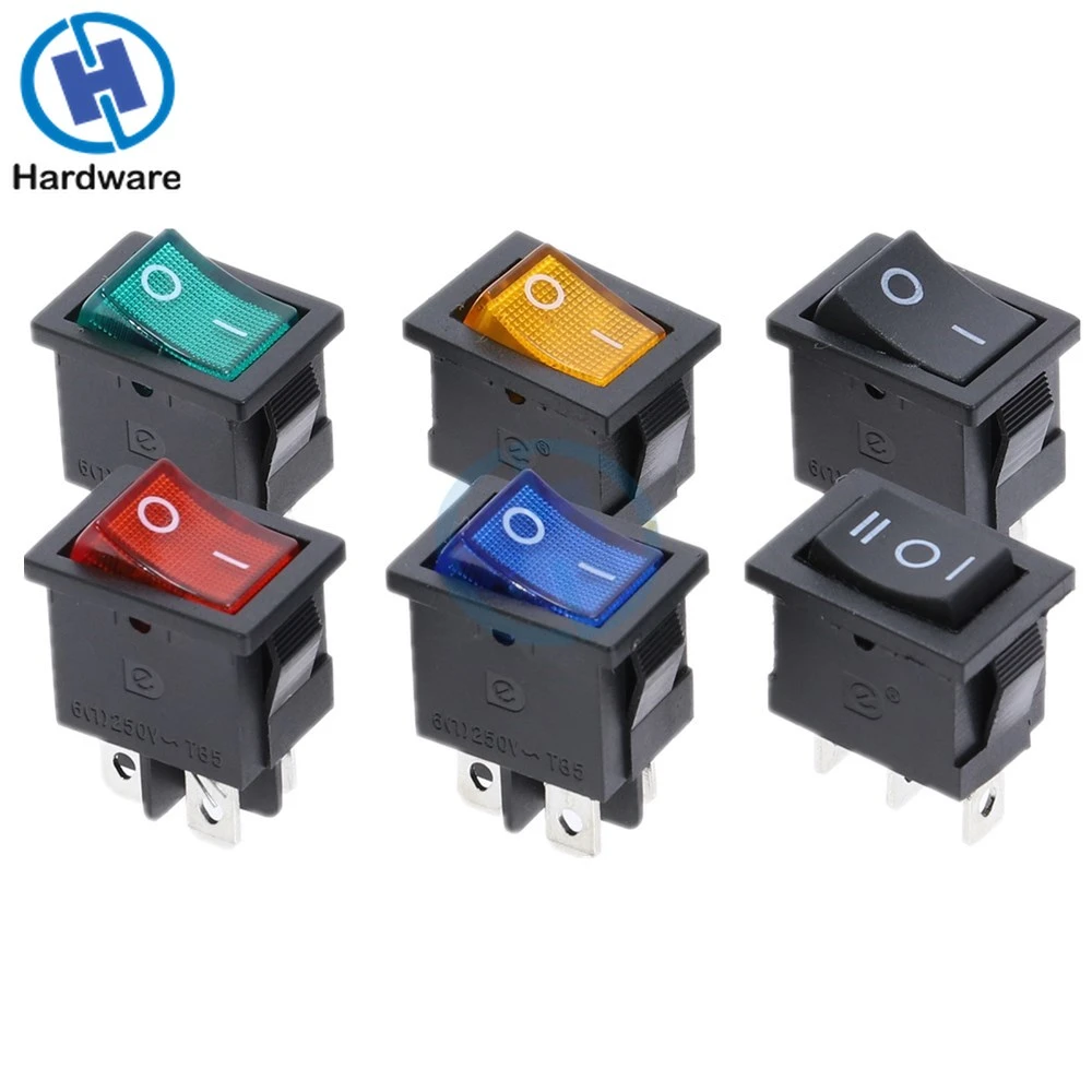 KCD1  Boat Car Rocker Switch 6A/10A 250V/125V AC ON-OFF on-off-on 250VAC 6A 125VAC 10A With Led Light 220V