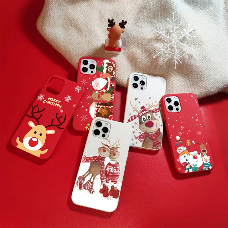 Soft TPU Case For Xiaomi Redmi Note 9 10 10T 9T 8T 8 9A 7A 7 9S Pro Lite Mi 11 F3 A3 Poco X3 Pro NFC Christmas Cover Bag Funda