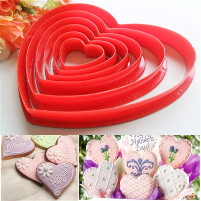 6Pcs/set Christmas Tree Cookie Cutter Stars Heart Flower Fondant Cake Biscuit Cutter Mold 3D Cake Decorating Tools Baking Moulds