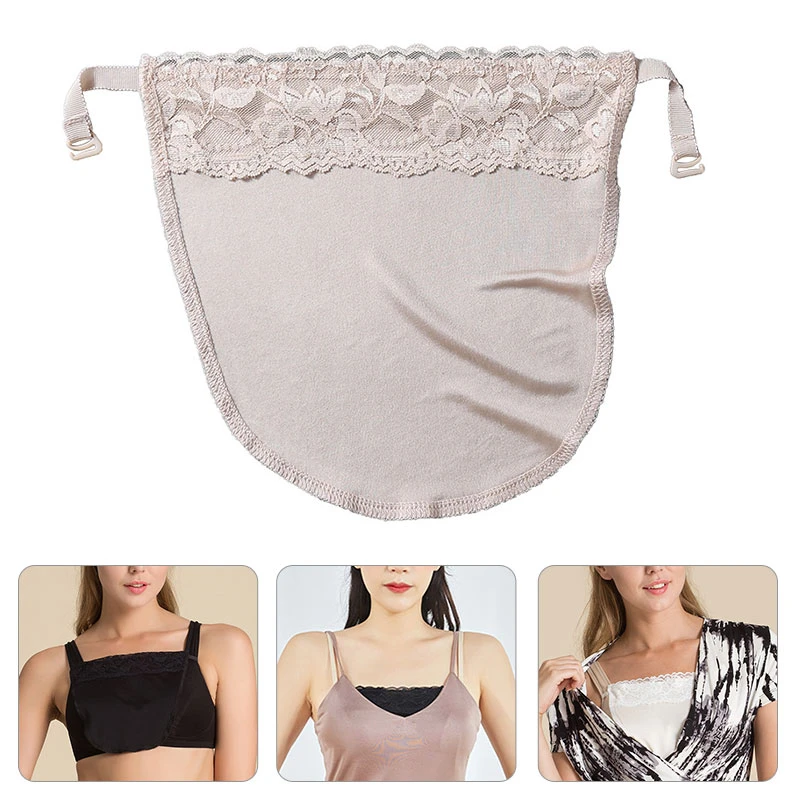 New Silk Tube Bra With Elastic Band Women Quick Easy Clip-on Lace Mock Camisole Bra Insert Wrapped Chest Overlay Modesty Panel