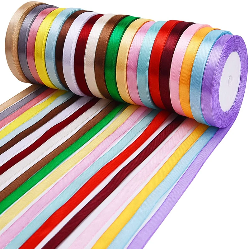 25Yard/Roll Grosgrain Satin Ribbons DIY Wedding Christmas Party Decoration6mm-40mm Bow Craft Card gift tapes flowers accessories