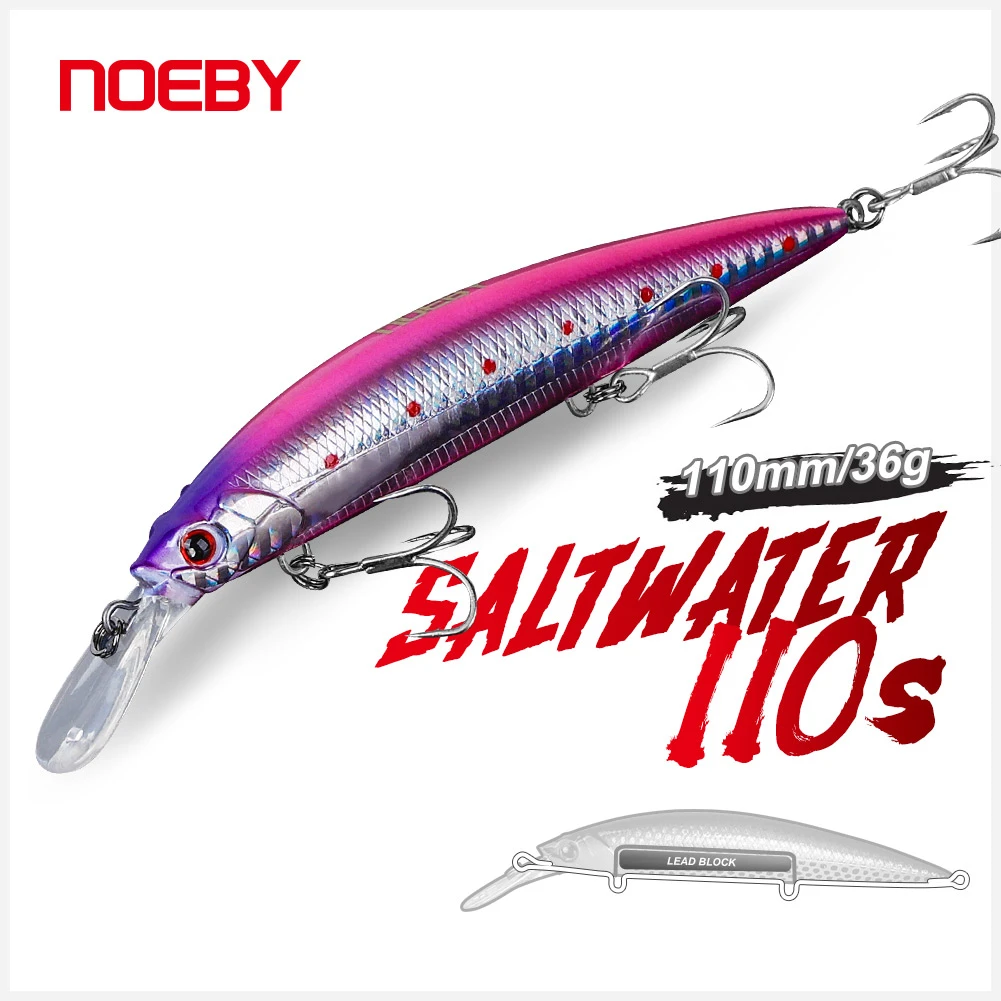 NOEBY Sinking Minnow Fishing Lures 110mm 36g Wobbler Jerkbait Artificial Hard Baits for Sea Bass Pike Winter Tackle Fishing Lure