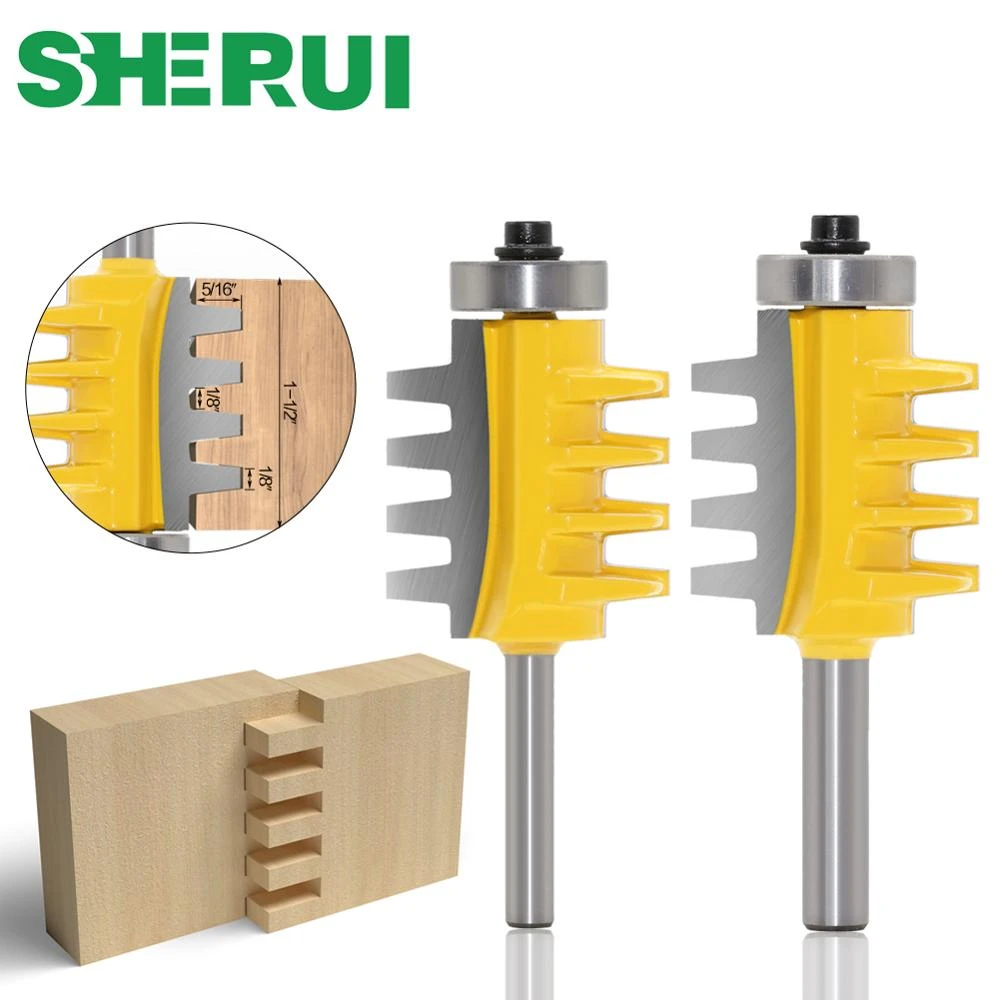 6mm,1/4 inc,8mmShank Rail Reversible Finger Joint Glue Router Bit Cone Tenon Woodwork Cutter Power Tools Wood Router Cutter