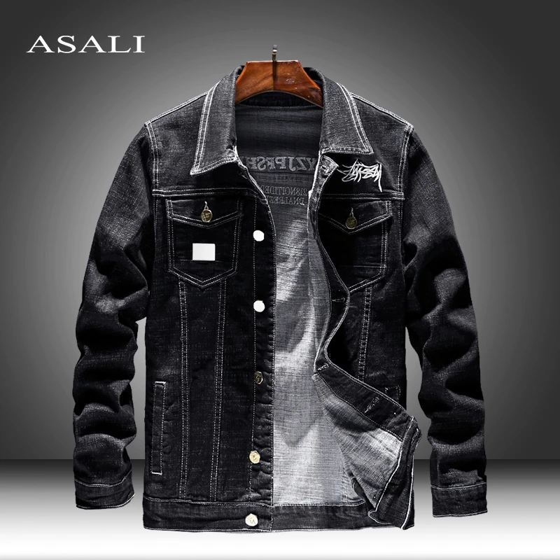New 2021 Cotton Denim Jacket Men Casual Solid Color Lapel Single Breasted Jeans Jacket Autumn Slim Fit Quality Mens Jackets Jean