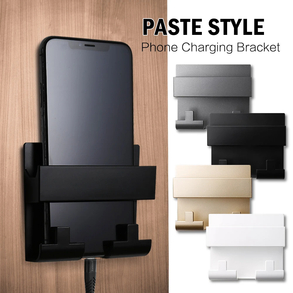 Paste Style Mobile Phone Charging Holder Bracket For  Keyring Wall Mount Stand Practical Wall Shelf Hotel Universal