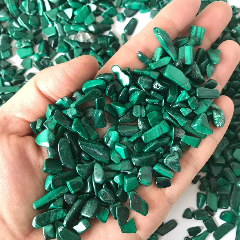 100g Malachite Crystal Gravel Mineral Crystal Chip Beads Home or Fountain Decor Tumbled Stone Degauss Healing Reiki