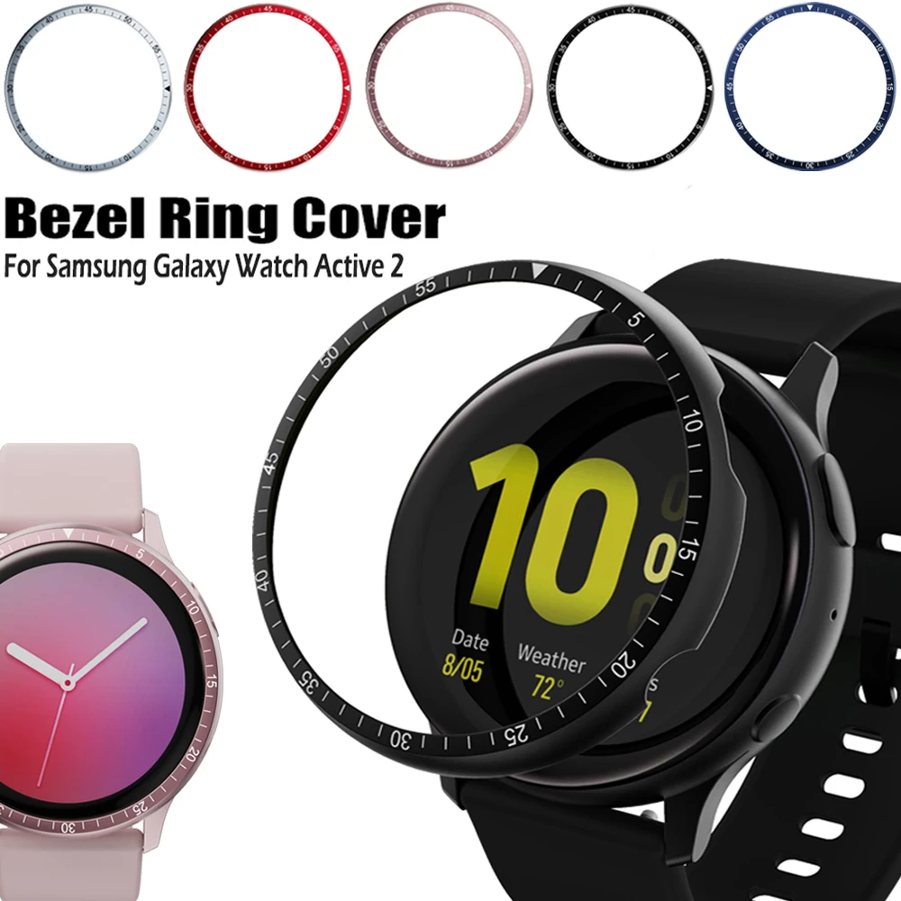 Bezel Ring Case for Samsung Galaxy Watch Active 2 40mm 44mm Alloy Protector Bezel Ring Scale Speed Adhesive Cover for Active2