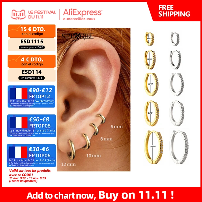 SIPENGJEL Fashion Little Huggies Hoop Earrings Cartilage Round Circle Ear Buckle Piercing Earrings For Women Man Jewelry Gift