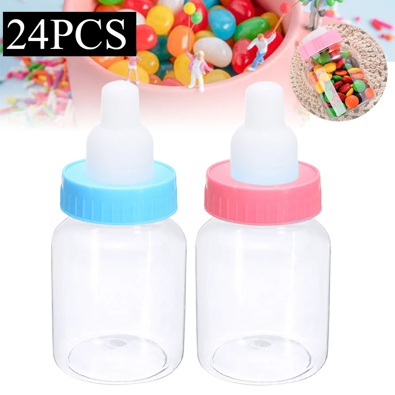 24Pcs/Lot Pacifier Shape Bottles Baby Shower Candy Sweet Box Bottle for Birthday Party Favors Gifts Pink/Blue