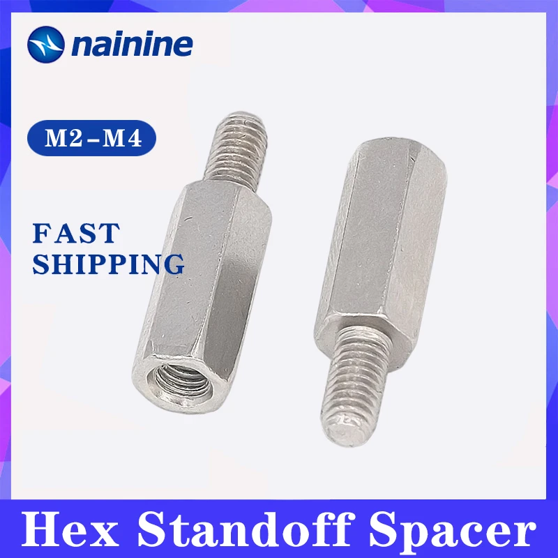 [M2/M2.5*L+4 M3/M4*L+6] Nickel Plated Steel Hex Standoff Male to Female Spacer B061