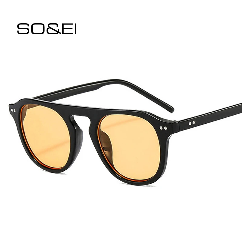 SO&EI Vintage Square Sunglasses Women Fashion Nail Decoration Jelly Color Eyewear Men Trending Pilot Sun Glasses Shades UV400