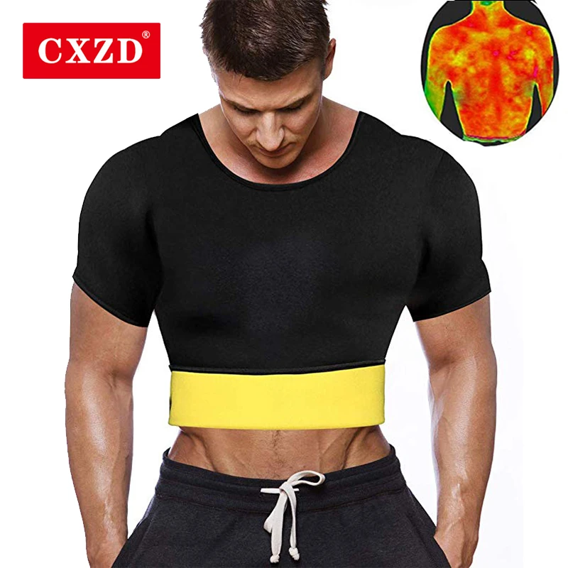 CXZD Men's Hot Thermo Body Shaper T-Shirt for Slimming Neoprene Bodysuit Workout Abdominal Trainer for Weight Loss